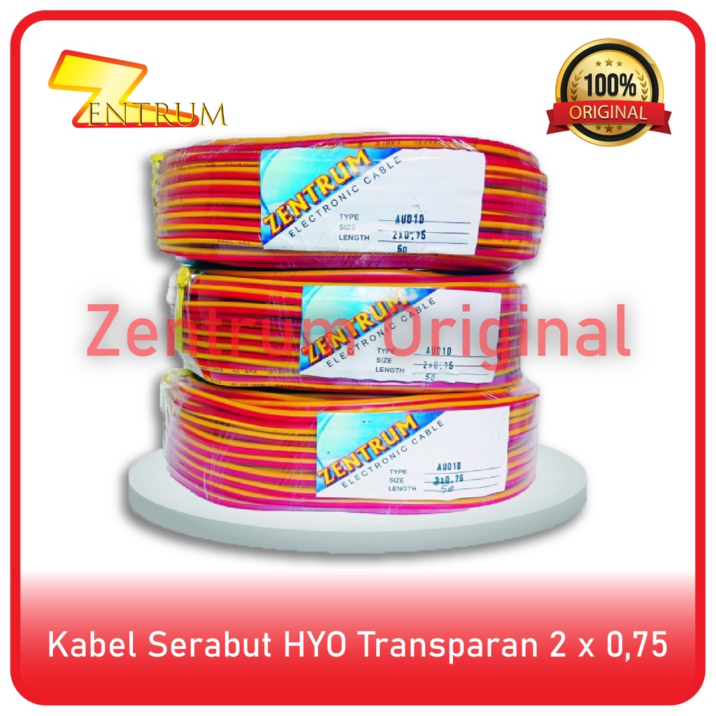 KABEL LISTRIK SERABUT HYO TRANSPARAN 2 x 0.75 (30 Meter)