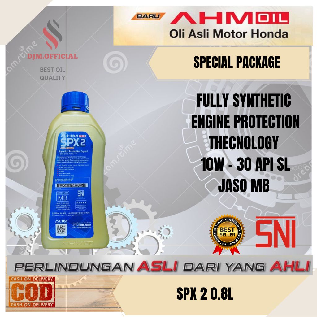 OLI AHM OIL HONDA MATIC  SPX 2 800 ML 10w-30 SL JASO MB  FULLY SYNTHETIC OLI SPX2 MATIC FULL AHM ORIGINAL