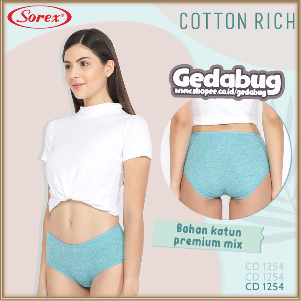 CD Wanita Sorex 1254 Cutting Midi | Celana dalam wanita Cotton Rich Supersoft | Gedabug