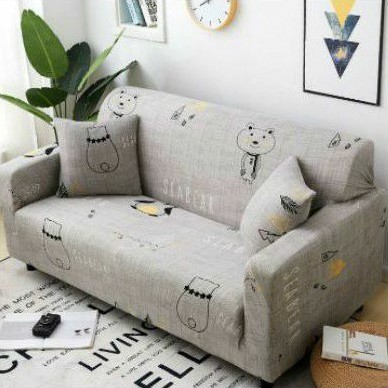 COVER SOFA SEATER sarung sofa elastis stretch elastic - CREAM BEAR