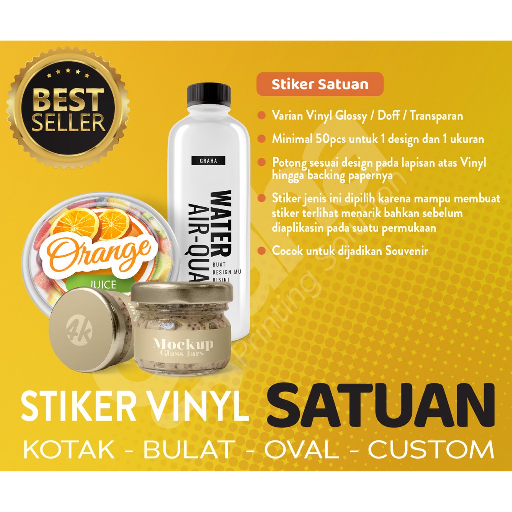 

Cetak Stiker Vinyl Glossy / Doff / Transparant Satuan