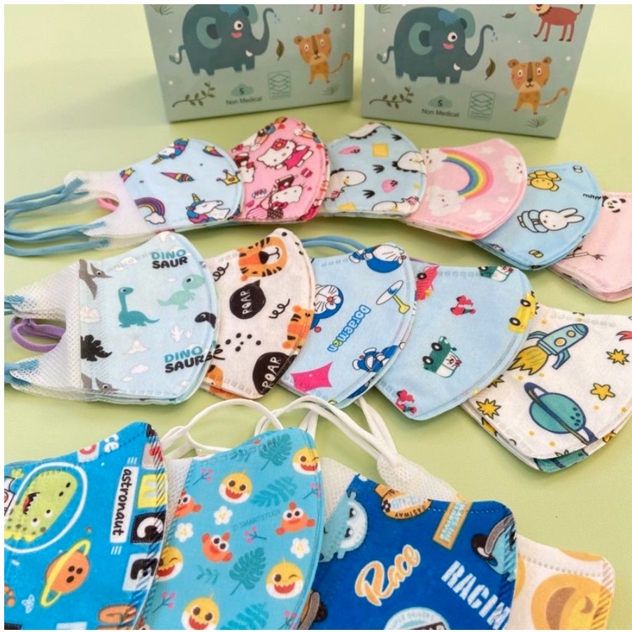 Masker Duckbill BTS Anak Lucu 1 BOX Isi 50pc Premium Quality Import Dapat 5 Warna dan Motif