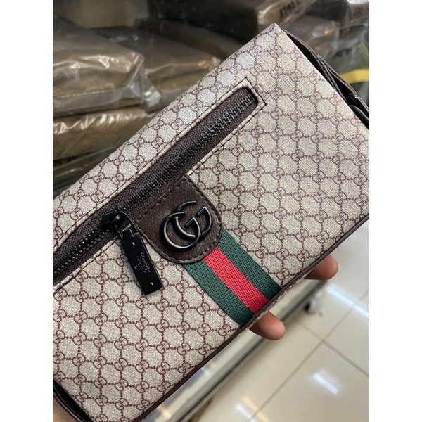 Clutch gucci leather Tas Tangan Card mirror pria/wanita