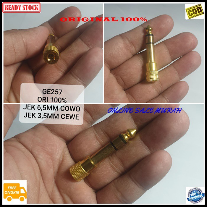 G257 Ori 100% jack 3,5mm cewe jek akai akay 6,5 mm cowo mic adapter mik konektor microphone sambungan splitter audio sound extension penyambung suara headset headphone converter female male canon aux dvd ampli stereo original male female multi universal G