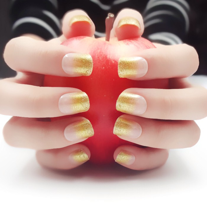A042 Kuku Palsu Gold Wedding FakeNail 3D Nail Art