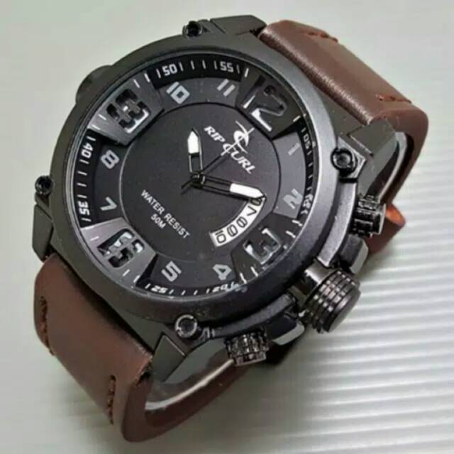 Jam tangan pria ripcurl tali kulit keren murah