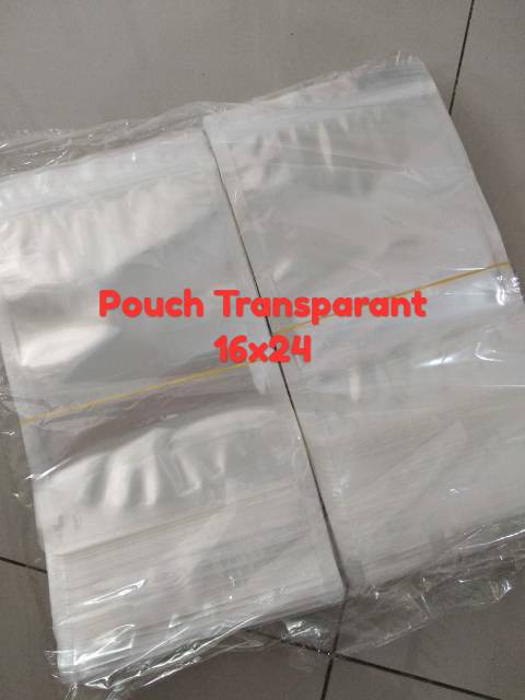 Isi 100 pcs Standing Pouch Transparan 16x24cm Plastik Klip Bening Berdiri Impor