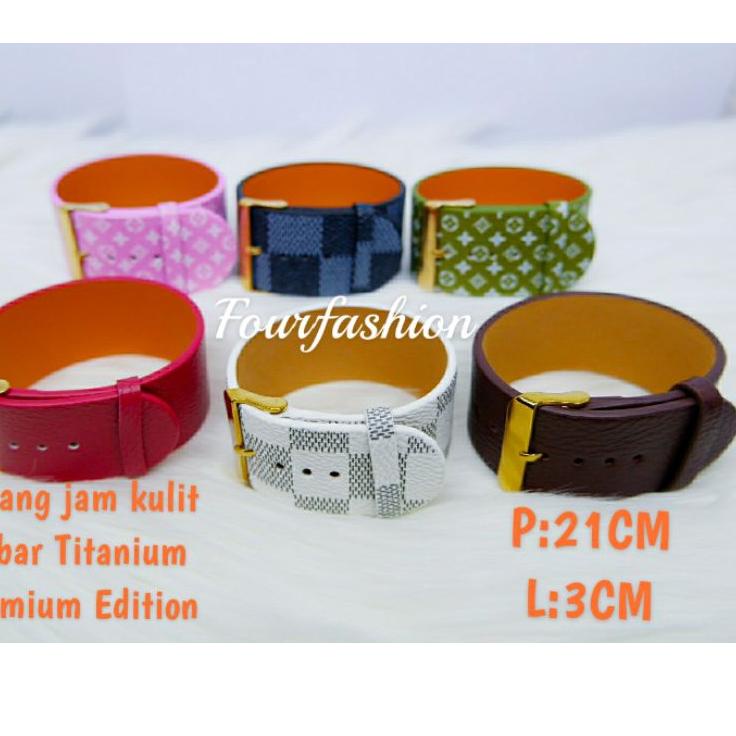 Gelang Jam/Sabuk Kulit Lebar 3CM Titanium Premium Limited –SLA.08Ap22ᴿ
