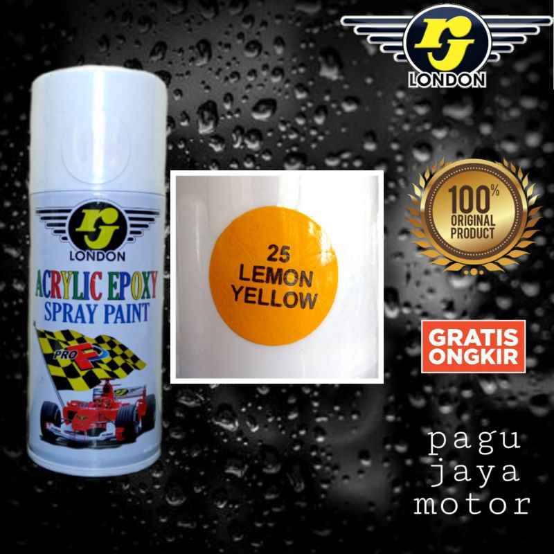 Pilox pilok RJ LONDON cat semprot 150cc warna lemon yellow kuning jeruk