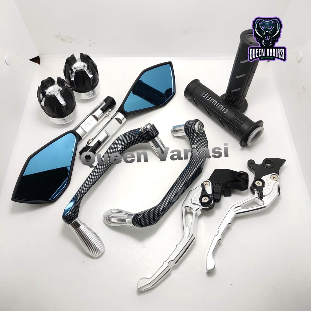 Paket 5in1 Spion Motor Tomok V2 Proguard Sabit Handgrip Domino Handle Rem Setelan Full CNC Jalu As Roda Depan Motor-3