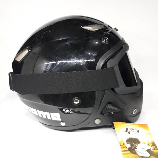 Helm BogonJpn Momon Hitam Gloss Plus Goggle Mask