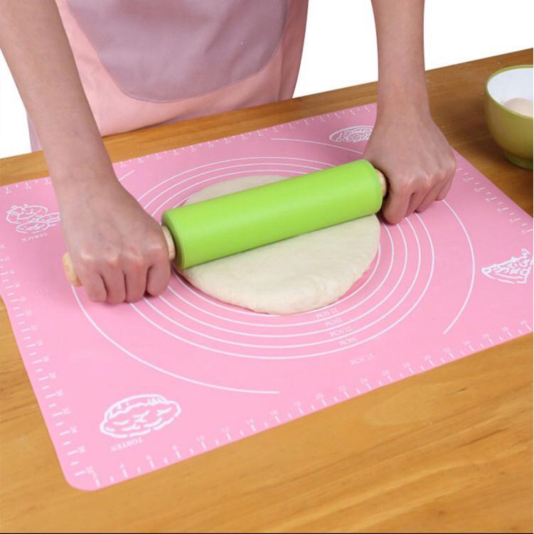 Rolling Pin Silikon Penggiling Adonan Pegangan Kayu Anti Lengket / Rolling Pin Food Grade / BPA Free