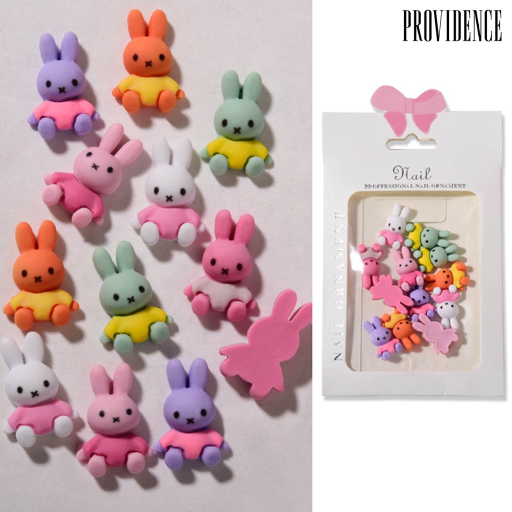 Providence 12Pcs / Set Hiasan Kuku Motif Kartun Bunga / Beruang Bahan Resin Untuk Nail Art / Manicure DIY