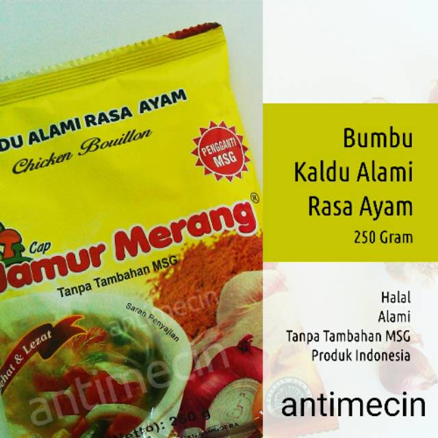 

KALDU JAMUR MERANG 250 gr RASA AYAM BUMBU PENYEDAP NON MSG HALAL BPOM LOKAL PAS BUAT YANG ANTIMECIN