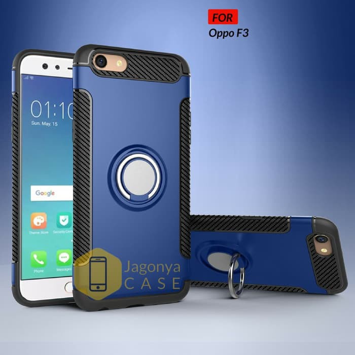 Case Oppo F3 F3 Ultimate Carbon Ring Kickstand