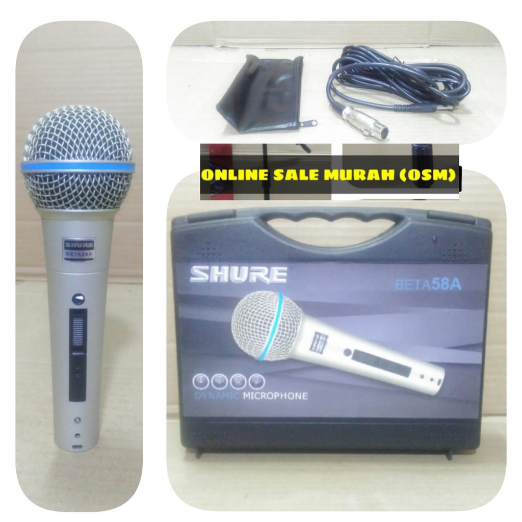 Shure legendary koper Mic kabel Microphone cable karaoke vocal audio sound mik pengeras suara pro profesional vokal mikrophone dynamic legendaris LGT  Bahan dari besi 1 mic shure beta 58 koper 4-6 meter kabel mic Suara bagus jernih dan empuk Sangat cocok