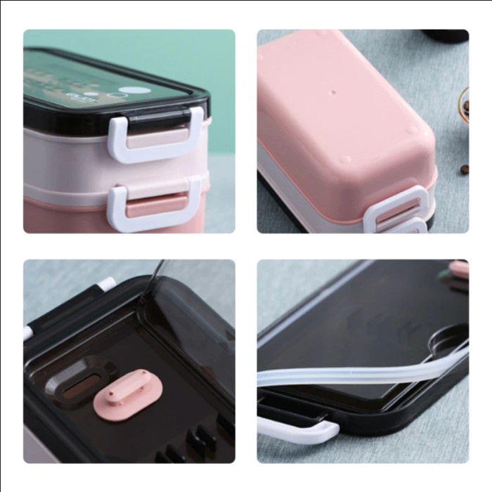 Triple W 3in1 Lunch Box Stainless Kotak Bekal Makan Sendok Garpu Set