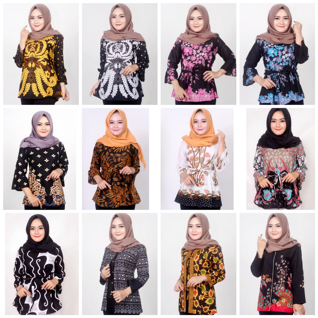  Batik  Kalongan Blouse Batik  Atasan  Wanita  Seragam Kantor 