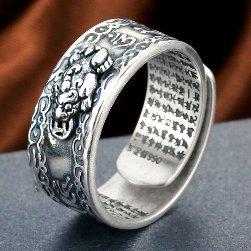 Cincin Model Terbuka Adjustable Desain Mantra Buddha Untuk Pria Dan Wanita