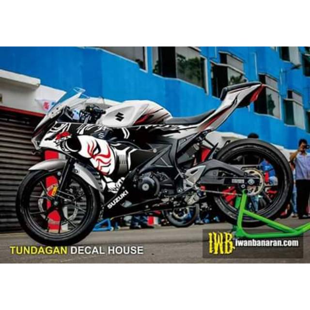 Decal Striping Stiker Suzuki GSX R150 KABUKI Putih Hitam