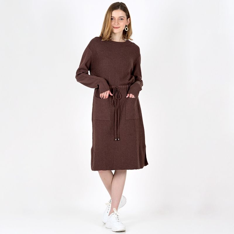 novel mice - tunik brown two pocket knit dress