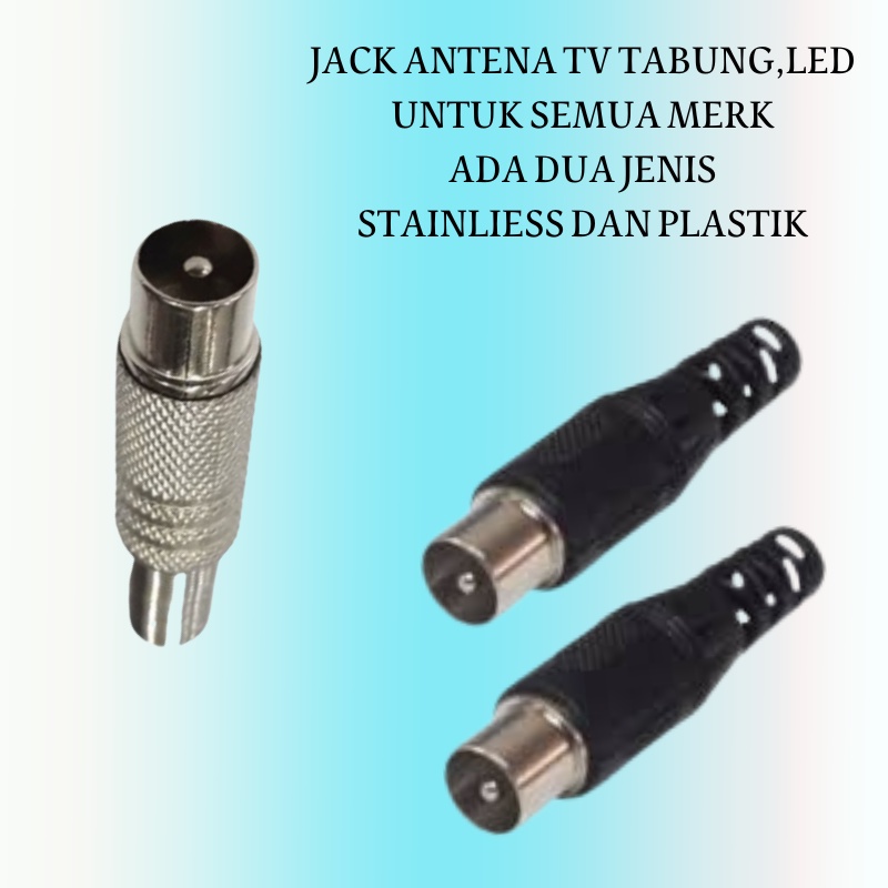 Jack colokan connector conektor antenna male female drat plastik besi stainless cowok laki2 tv tabun