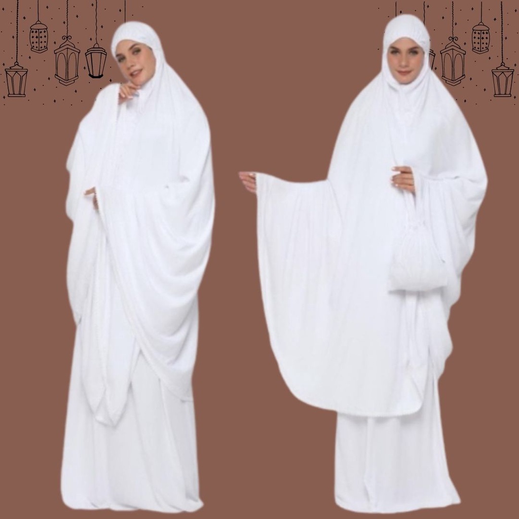 Mukena lasercur rayon crinkle uragiru/Mukena Jumbo Hitam Black Putih Broken White Adem Travel Cantik