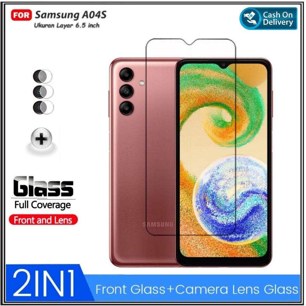 PAKET 2IN1 Tempered Glass Samsung A04S Anti Gores Kaca Free camera DI ROMAN ACC