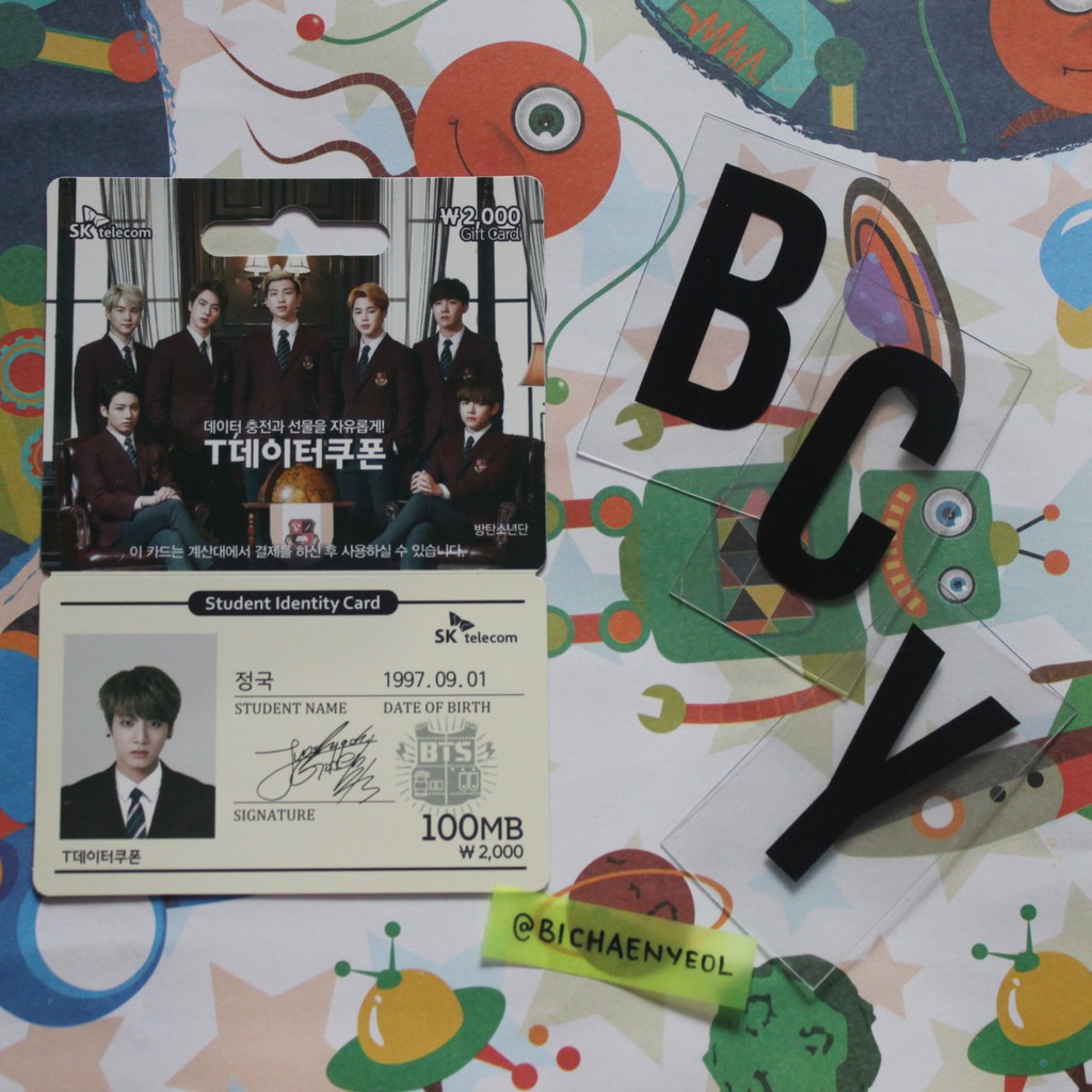 BTS SK Telecom Data Rapmon Jin Suga Jhope Jimin V Taehyung Jungkook Album Photocard Postcard