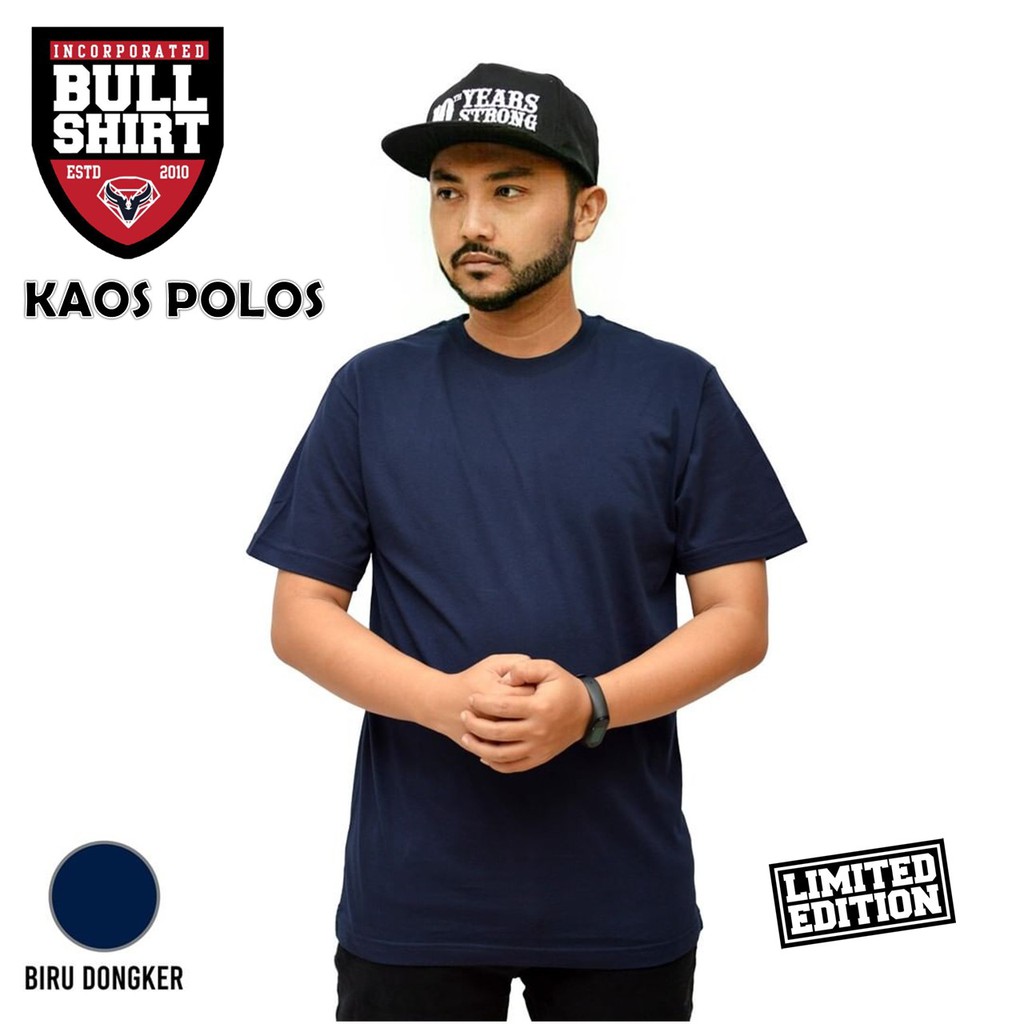 BAJU KAOS POLOS LENGAN PENDEK / KAOS DISTRO PREMIUM BULLSHIRT WARNA BIRU