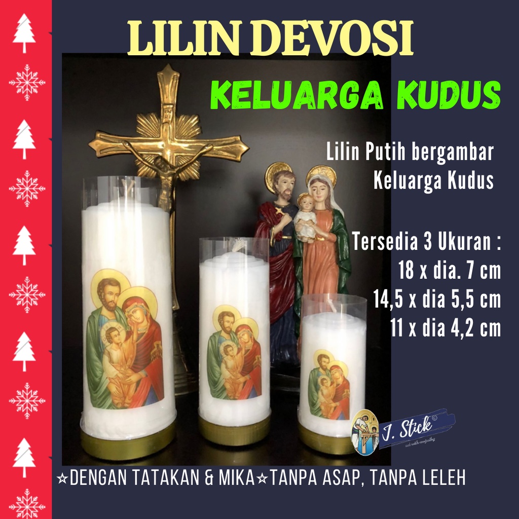 Lilin Rohani Katolik, Lilin Doa, Lilin Natal, Keluarga Kudus 14 cm (1pc)