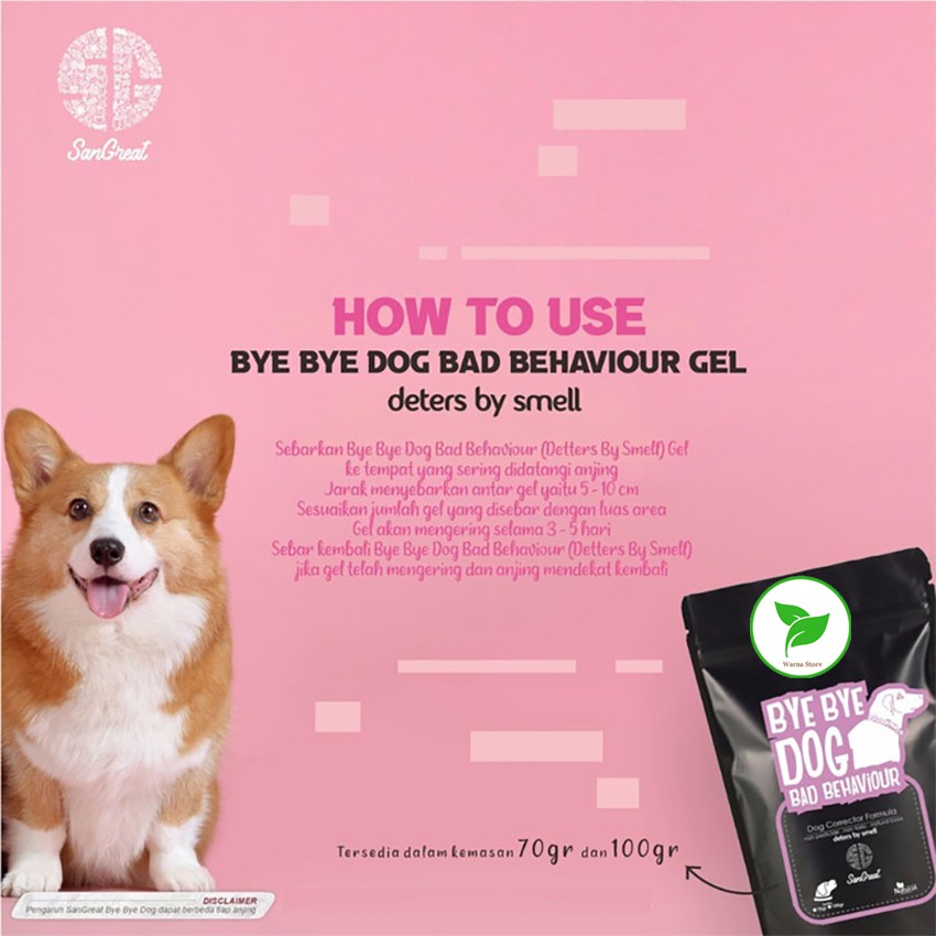 SG Bye Bye Dog Gel Repellent Anjing Bad Behaviour 70 gr, Pengusir Anjing Liar Ampuh Natural Murah