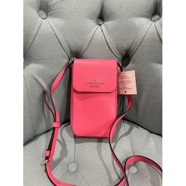 Kate Spde Staci North South Flap Phone Crossbody in Garden Pink