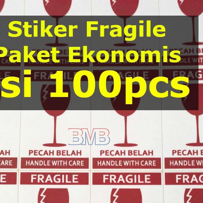 

Termurah!! KODE-770 PAKET EKONOMIS isi 100pcs Stiker Fragile 3 x 4.5cm HVS Tahan Air