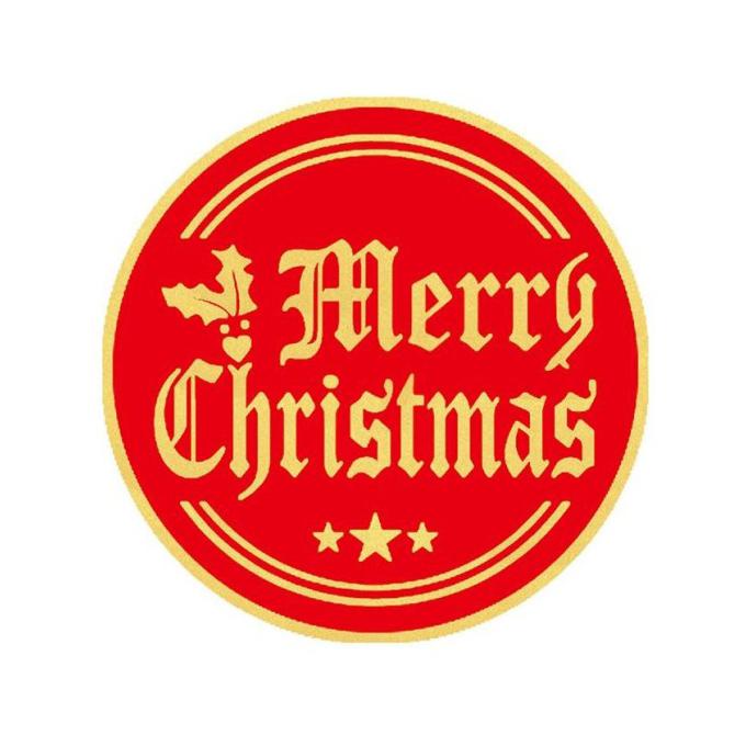 

Merry Christmas Sticker Stiker Paket Gift Bulat Natal Xmas Old English