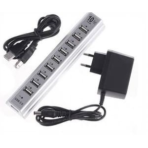 USB HUB 2.0 10 PORT PLUS 2A ADAPTOR HIGH SPEED SUPPORT 2 TB