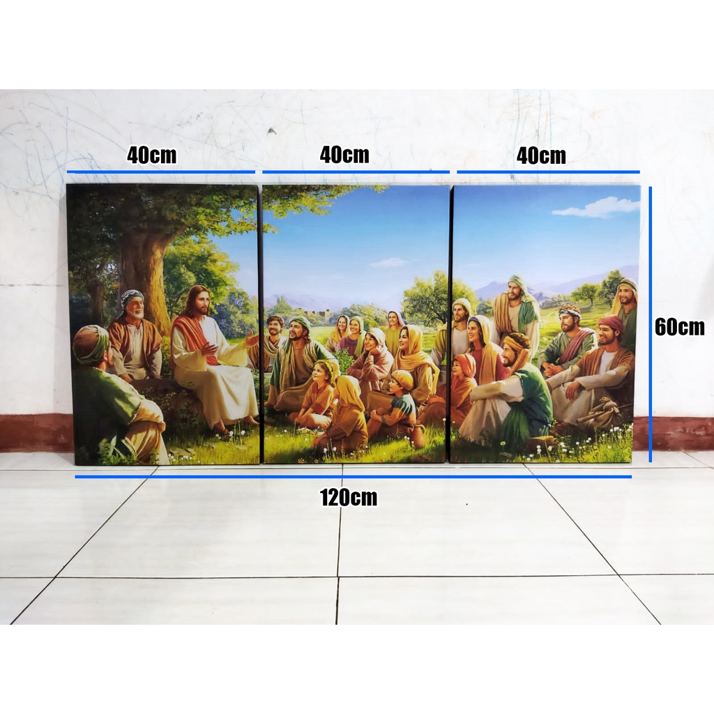 Lukisan printing yesus khotbah ukuran 40x60cm