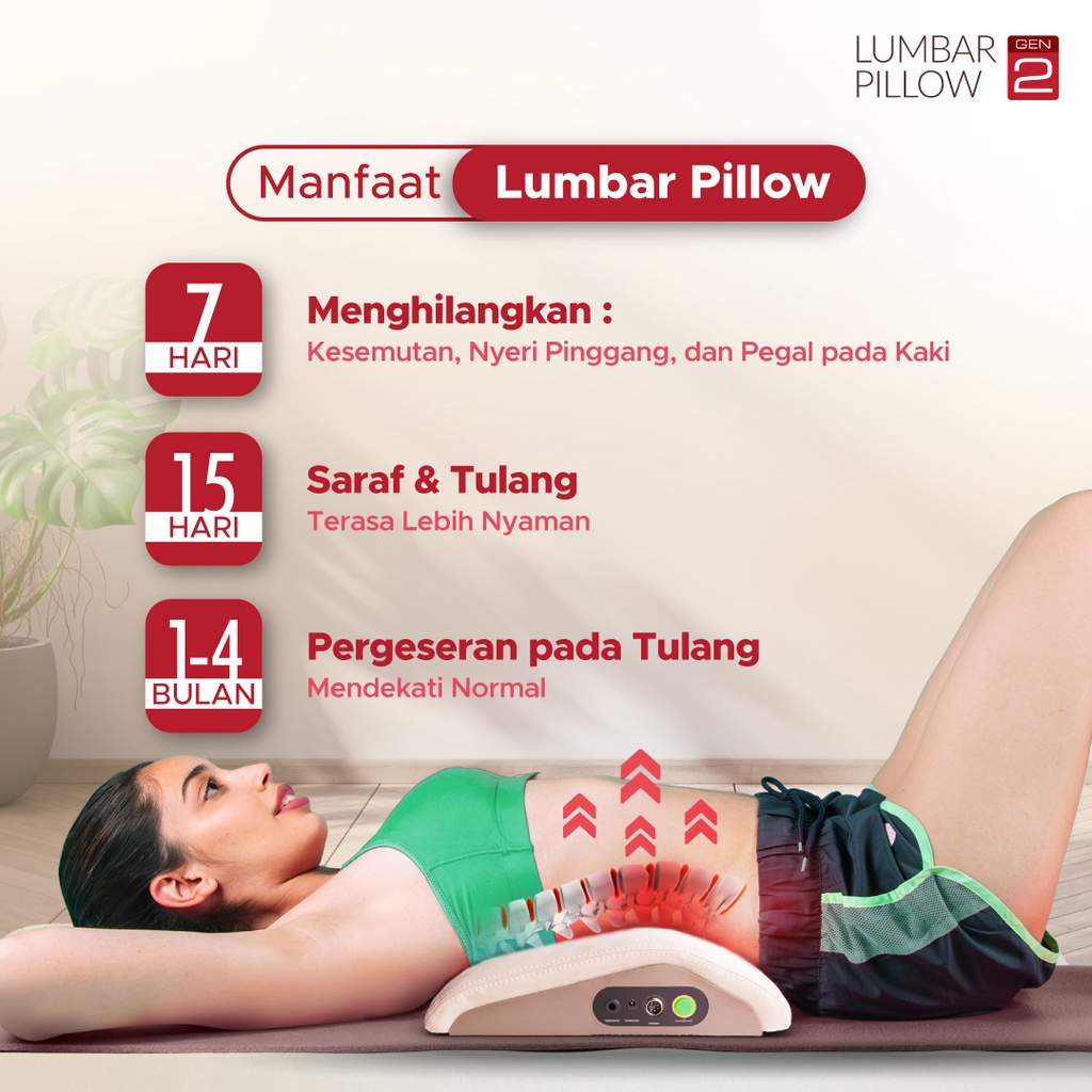 Jaco Lumbar Pillow Alat Terapi Nyeri Sakit Pinggang Tulang Belakang Saraf Terjepit Syaraf Kejepit