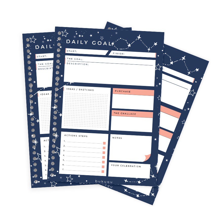 

Loose leaf B5 Daily Goals - Night Theme
