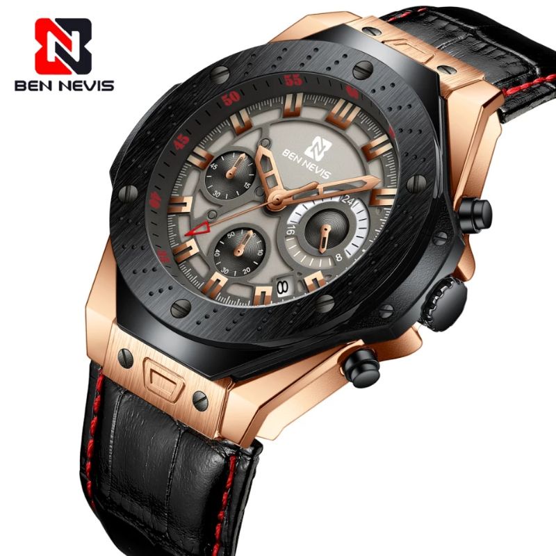 Jam Tangan Pria Bigbang F1 Unico Ben Nevis Original Luxury Gold Black Tali Kulit