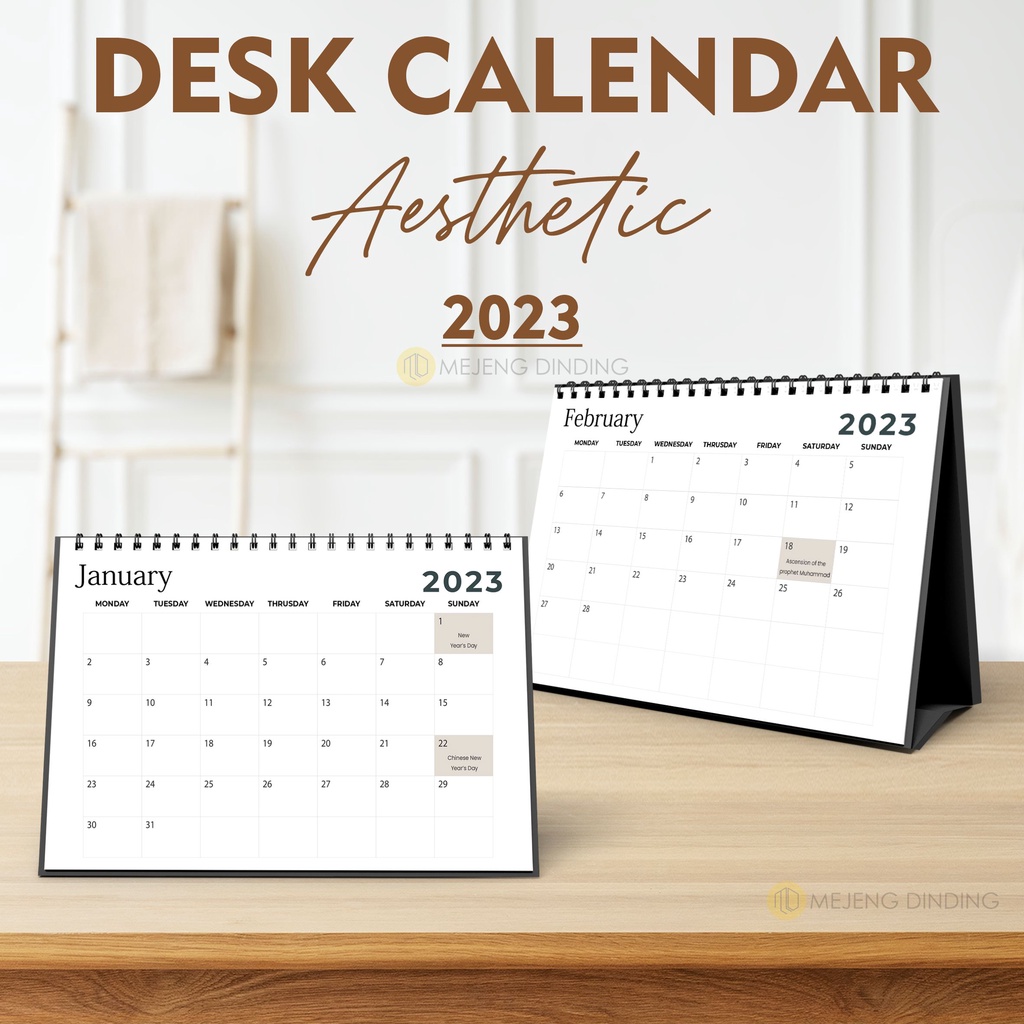 Gambar Desain Meja Kalender 2023 Hitam Sederhana Kale 