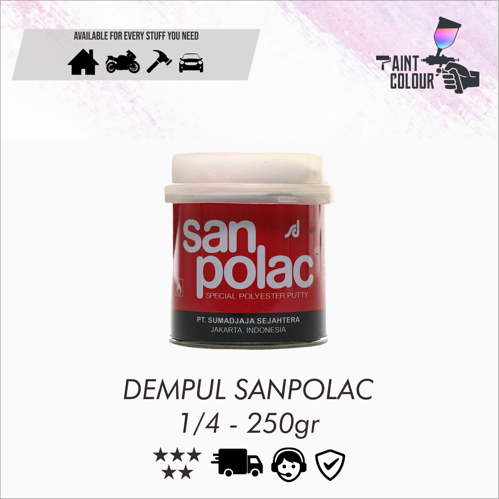 Dempul Sanpolac 250 Gr / 1/4 Mobil/Motor/Besi/Kayu