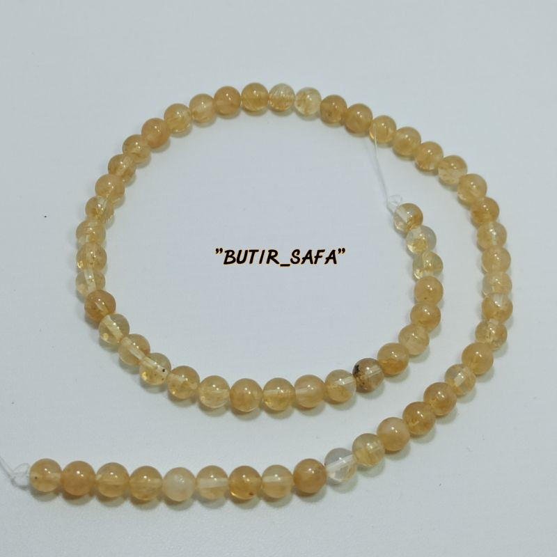 MANIK BATU GOLD RUTILLE RAMBUT SENDANA 6MM KUARSA BULAT BAHAN GELANG TASBIH