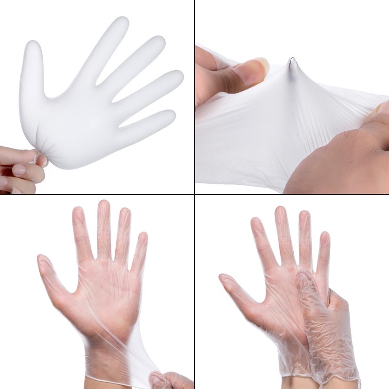 SARUNG TANGAN VINYL PVC GLOVES FOOD GRADE TEBAL ANTI ROBEK SARUNG TANGAN ELASTIS TIDAK BERBAU READY STOCK! ISI 100PCS