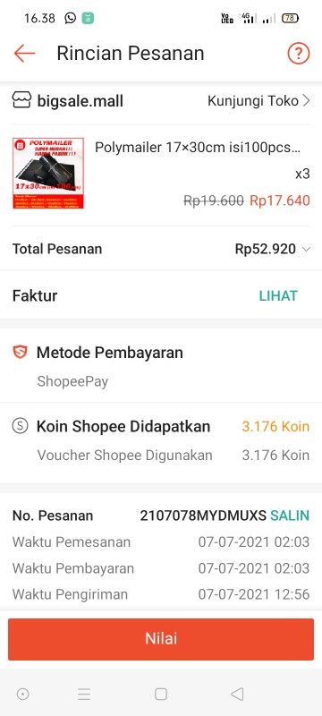 Polymailer 17×30cm Isi100pcs Extra Tebal 50 Mic Hitam Amplop Bag Plastik Packing Grosir