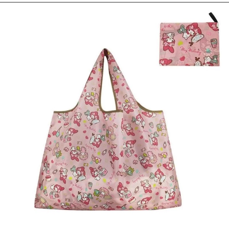 Tas belanja lipat / folding bag Snoopy Mickey Minnie Cinnamoroll Stitch Pompompurin Tsum Labubu