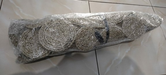 Rug Seagras Matahari D70 Cm/ Karpet Bulat Anyaman/ Dekorasi Boho / Alas Tikar