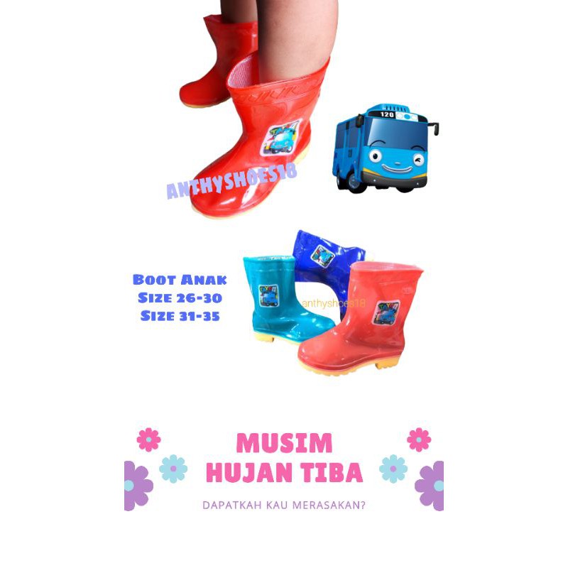 New Sepatu Karet Boot Anti Air  Boot Hujan Anak Laki dan Perempuan 31-35