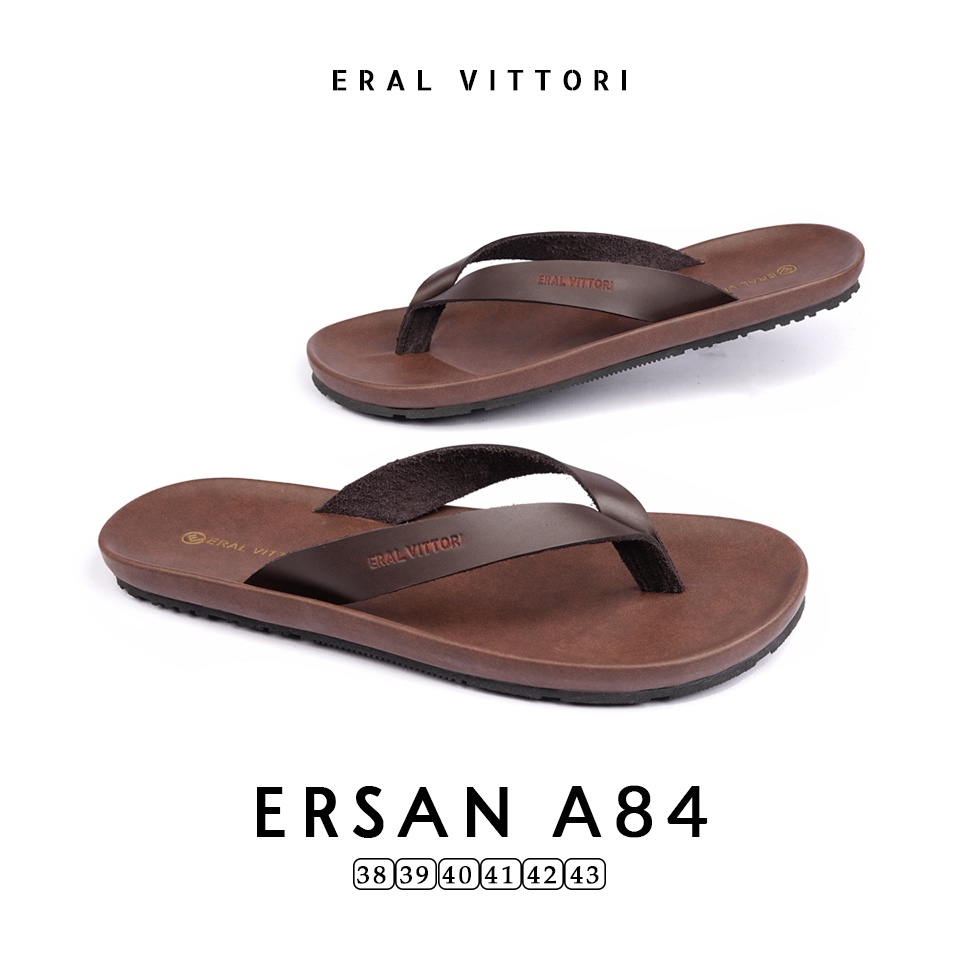 Eral Vittori - Ersan A84 Sandal Pria Kulit Harian Santai Coklat