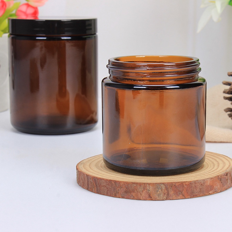 Amber Glass Jar Kaca 250ml Candle Jar Tempat Lilin Hitam Dark Large Coklat Large